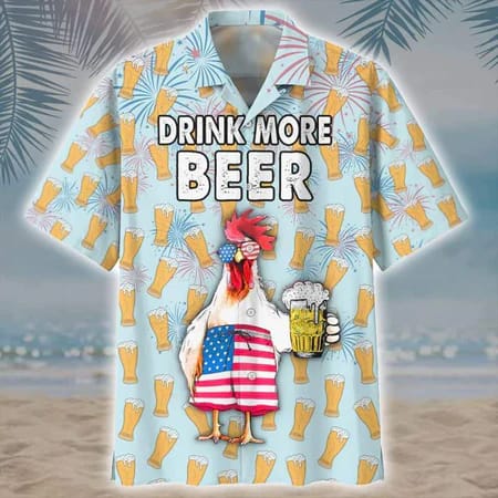 Rooster Beer Hawaiian Shirt Summer Men Hawaiian Shirts Emuhff