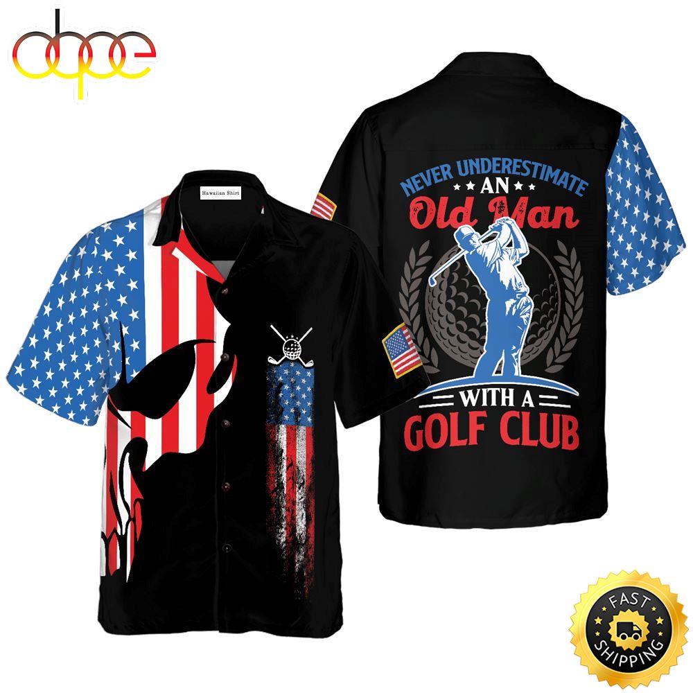 Skull Golf With American Flag Hawaiian Golf Shirt For Sport Lovers In Summer Un2zwu