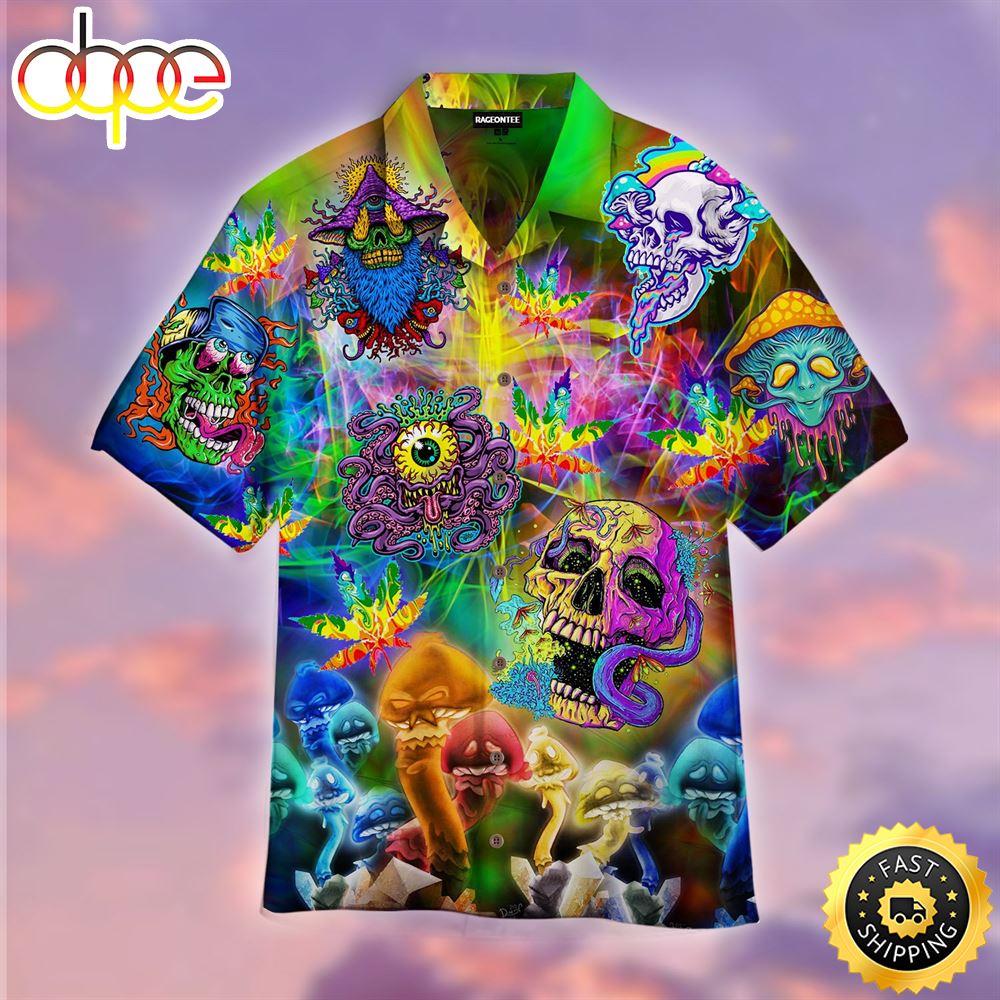 Skull Hippie Hawaiian Shirt Beachwear For Men Gifts For Young Adults 1 Fowfri