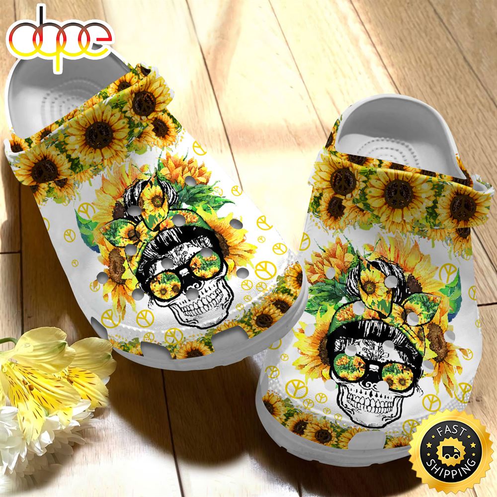Skull Sunshine Flower Sunflower Skull Crocs Lmmk7i