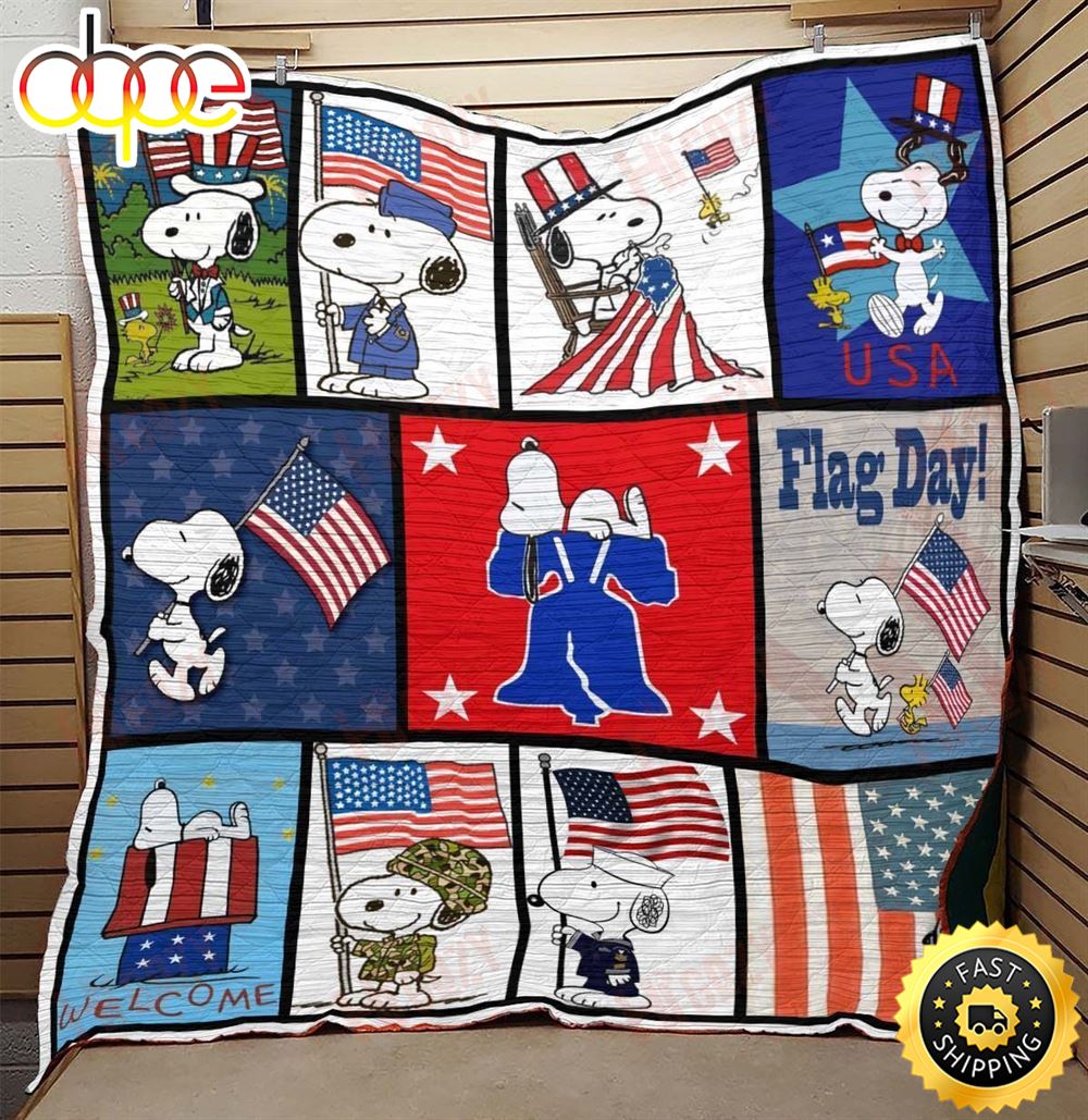 Snoopy And The American Flag The Peanuts Movie Snoopy Dog Blanket Lmd6f9