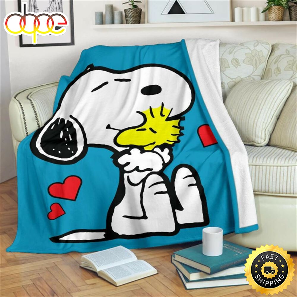 Snoopy Hug Woodstock Fleece The Peanuts Movie Snoopy Dog Blanket Ajx8ig
