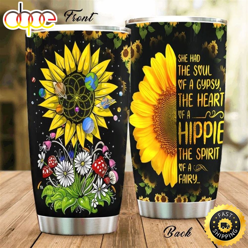 Sunflower Hippie Kod Stainless Steel Cup Tumbler Pngkbx