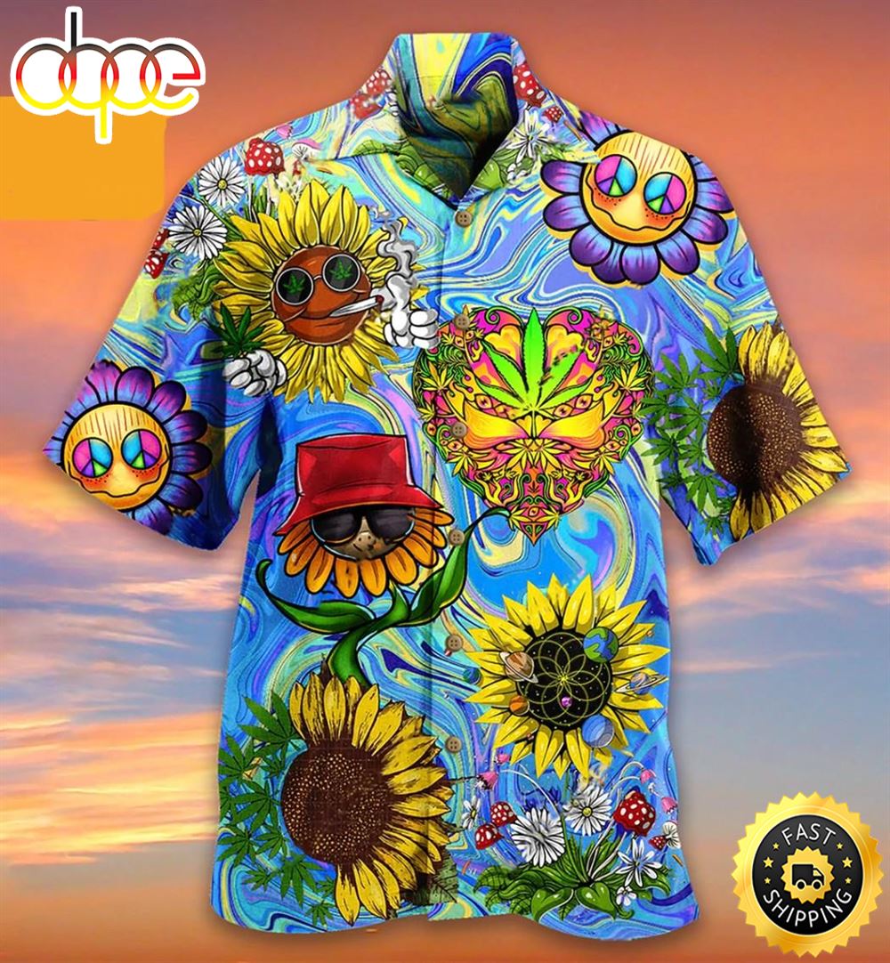Sunflowers Peace Life 3d Hippie Hawaiian Shirt Beachwear For Men Gifts For Young Adults 1 Nbgfov