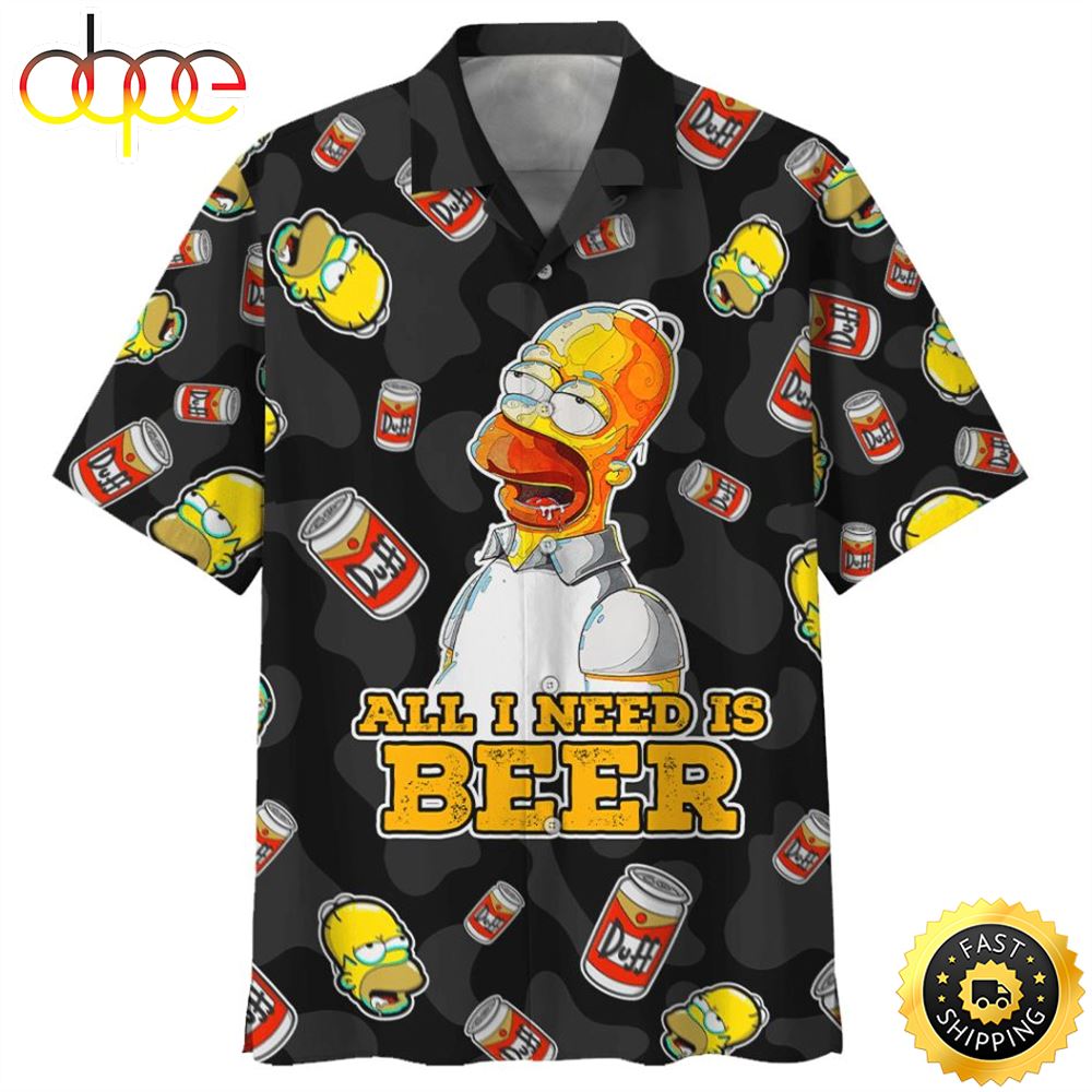 The Simpsons All I Need Is Beer Hawaiian Shirt Tgzapw