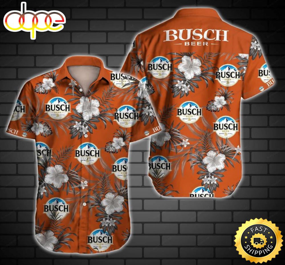 Tlmus Busch Beer Tropical Hawaiian Shirt