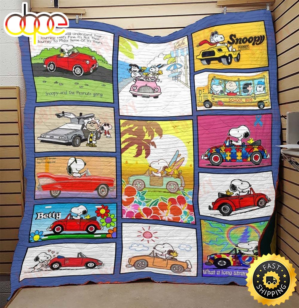 Travel By Car With Snoopy The Peanuts Movie Snoopy Dog Blanket Wnztx8