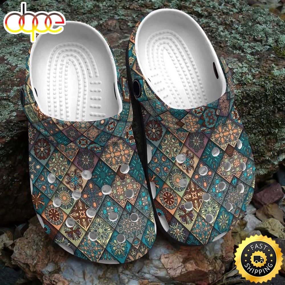 Vintage Tiles Hippie Clog Crocs Comfortablefashion Style Comfortable For Women Men U4oq1f