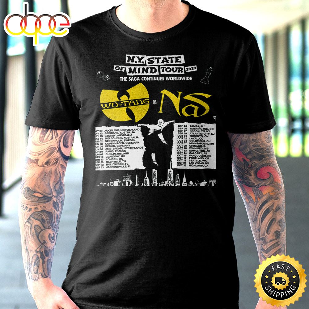 Wutang & Nas N.Y State Of Mind Tour 2023 The Saga Continues Worldwide Unisex Tshirt