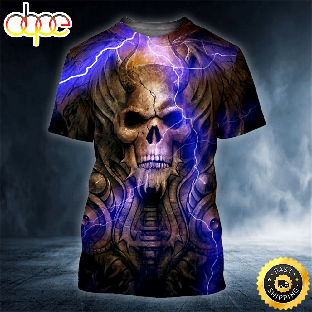 Horned King Skull Horror Skull 3D Shirt All Over Print T-shirt