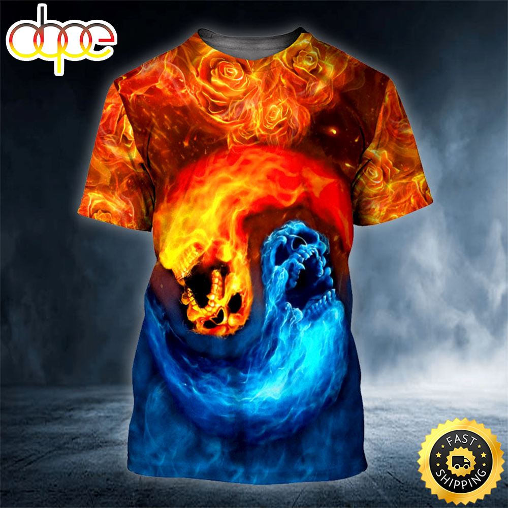 Magma Death Yinyang Skull Horror Skull 3D Shirt All Over Print T-shirt