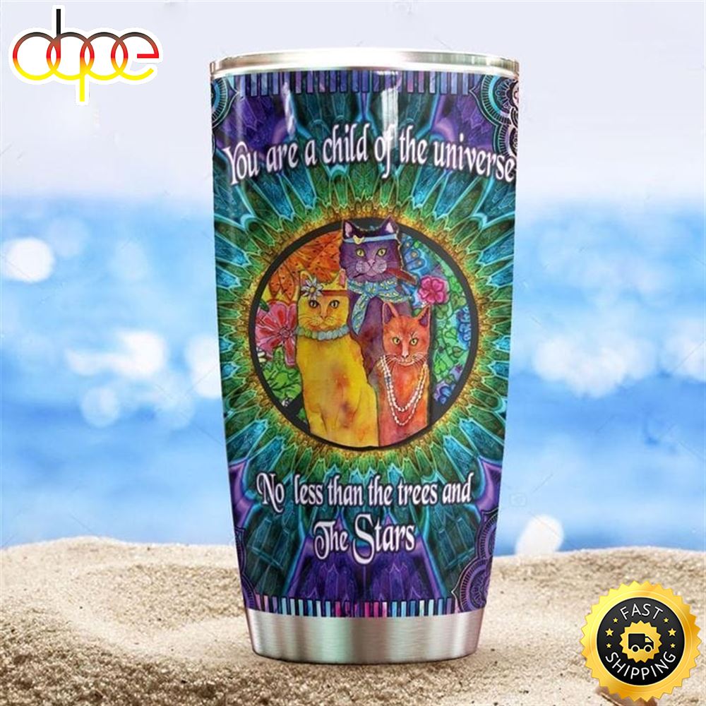 Beautiful Cat Hippie Stainless Steel Tumbler For Men And Women Xhh1hr