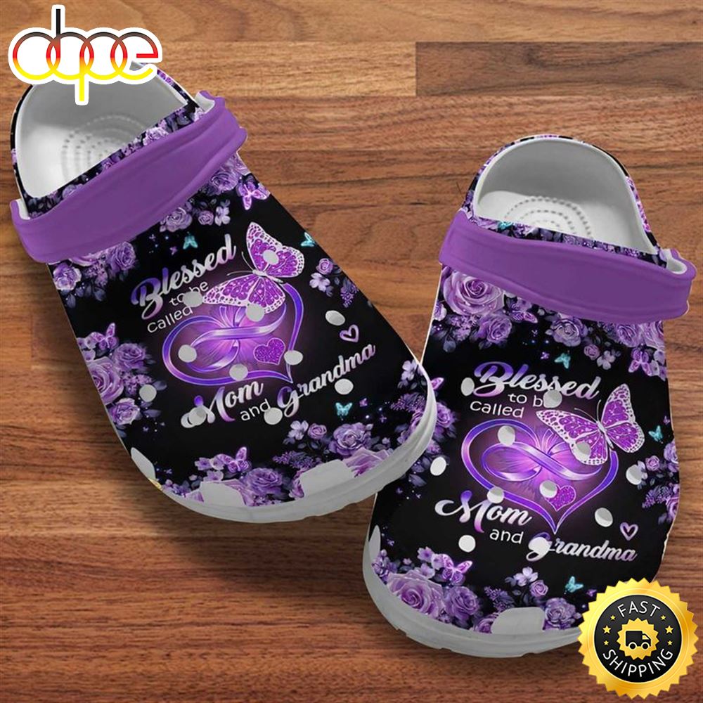 Blessed To Be Called Mom And Grandma Purple Infinity Heart Butterflies Rose Mother S Day Gift Crocs Clog Shoes Yqrsc0