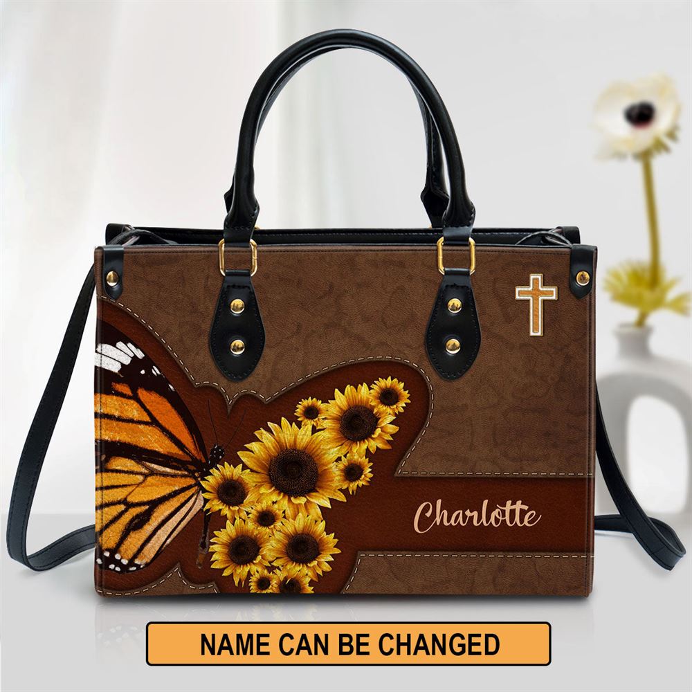 Butterfly And Sunflower Personalized Leather Bag Women S Pu Leather Bag Mom Gifts For Mothers Day 1 Dv6olt