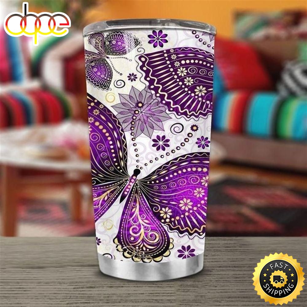 Butterfly Hippie Stainless Steel Tumbler For Men And Women