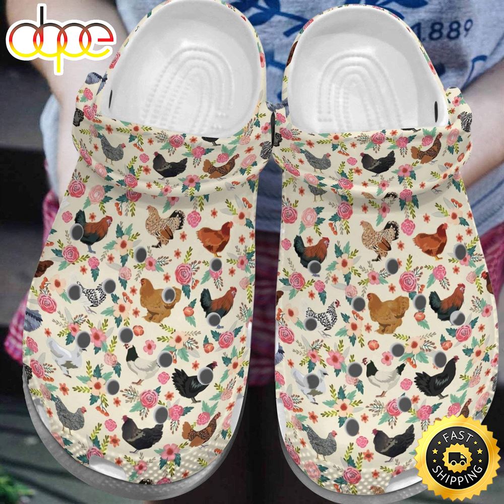 Chicken Flower Chicken Farm Bland Birthday Gifts For Woman Mother Grandma Crocs Clog Shoes Aqy87u