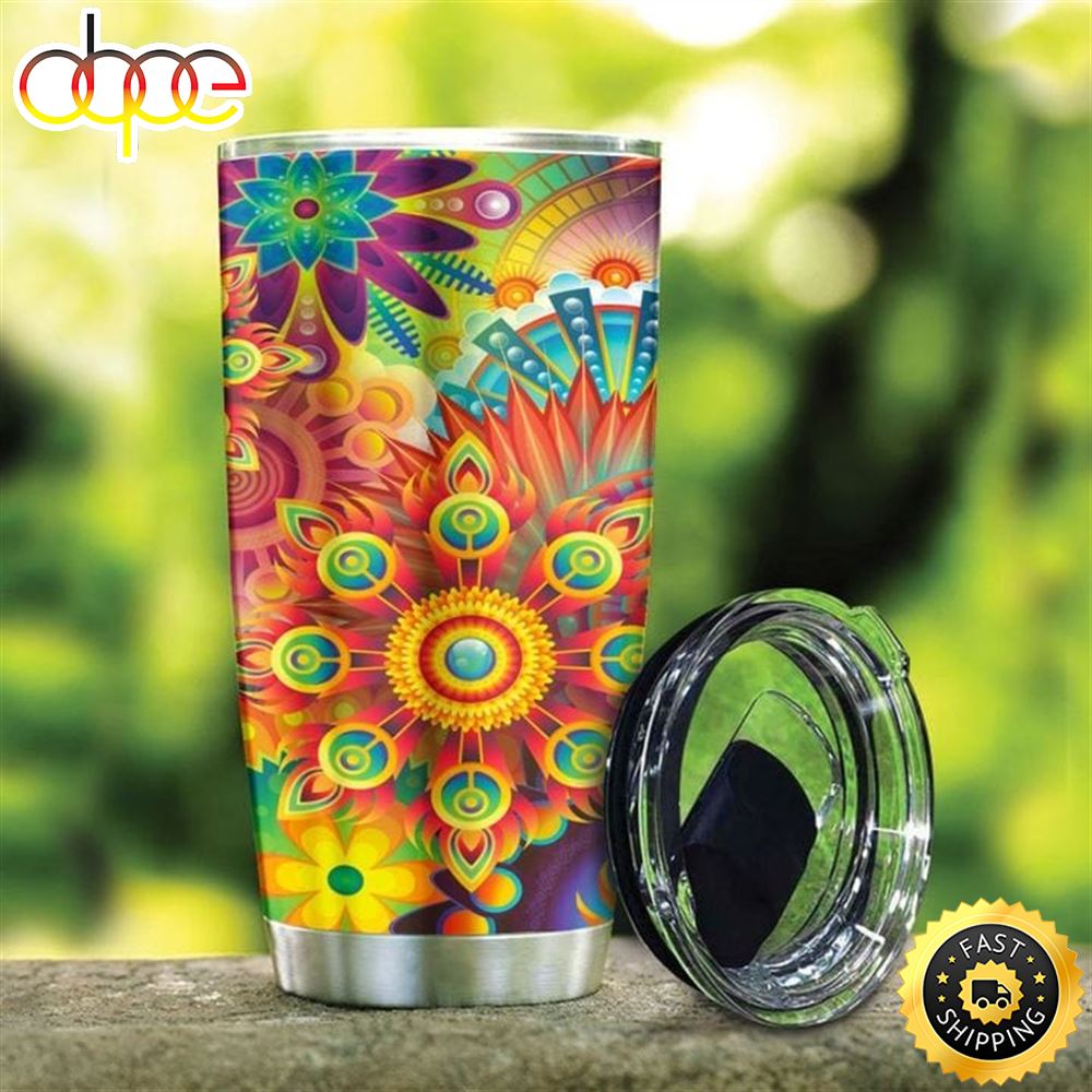 Colorful Pattern Hippie Color Stainless Steel Tumbler For Men And Women Uoq4fi