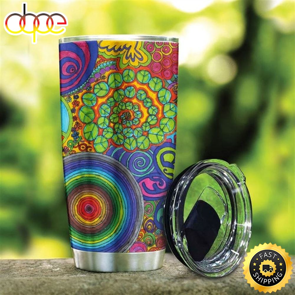 Colorful Pattern Hippie Stainless Steel Tumbler For Men And Women Qkhhg9
