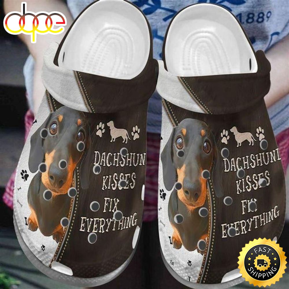 Dachshund Kisses Fix Everything Mother S Day Father S Day For Dog Lovers Crocs Clog Shoes Xiffae