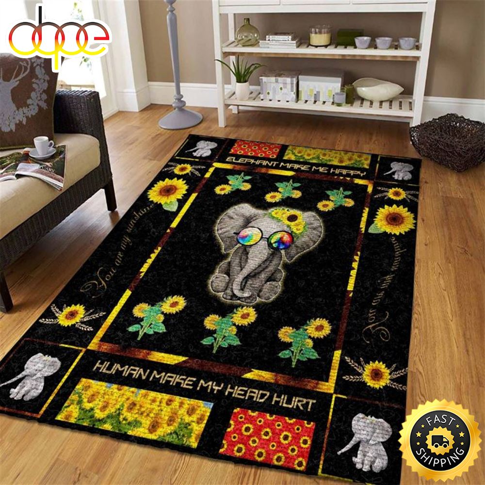 Elephant And Sunshine Hippie Rug Carpet Asvxgh