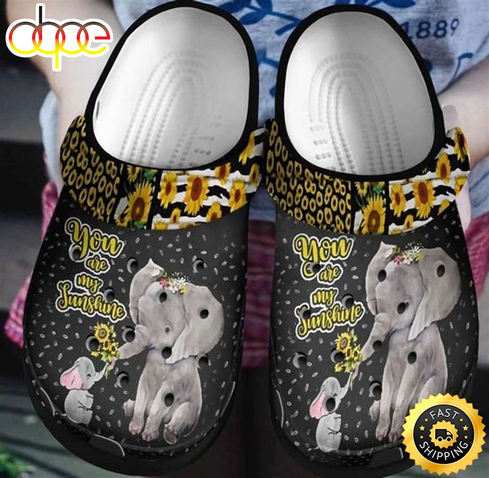 Elephant Mother And Child Sunflowers You Are My Sunshine Crocs Clog Shoes