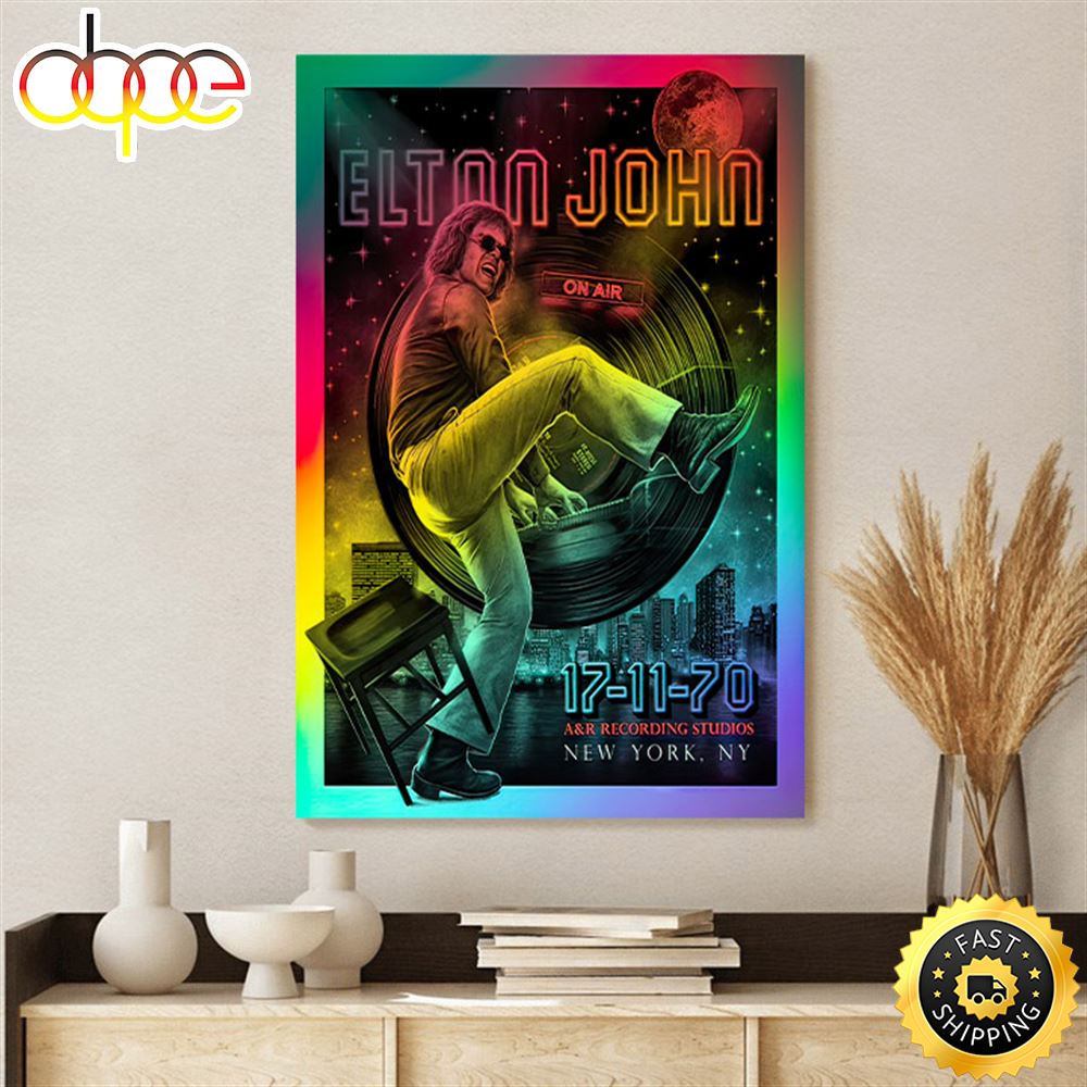 Elton John 171170 50th Anniversary Rainbow Foil Edition Poster Canvas Lgbeuu