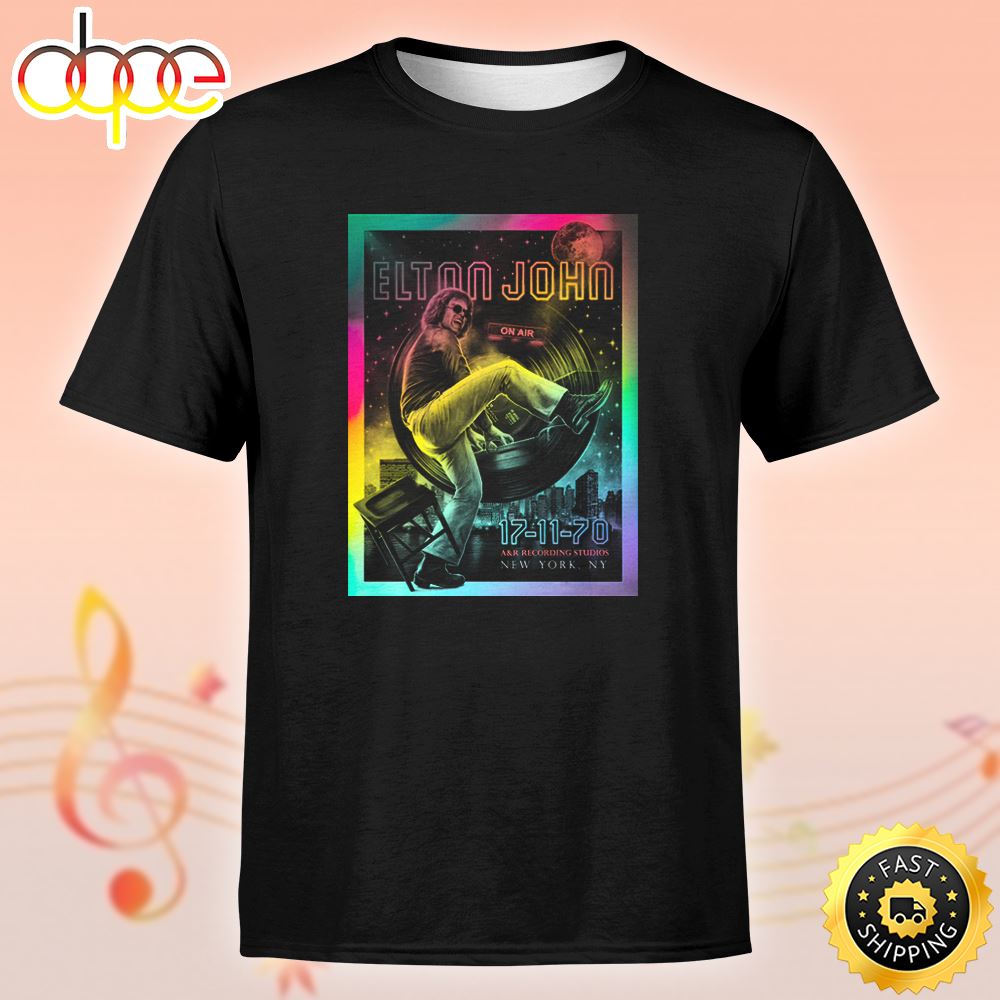 Elton John 17 11 70 50th Anniversary Rainbow Foil Edition Unisex Tshirt W7dyuw