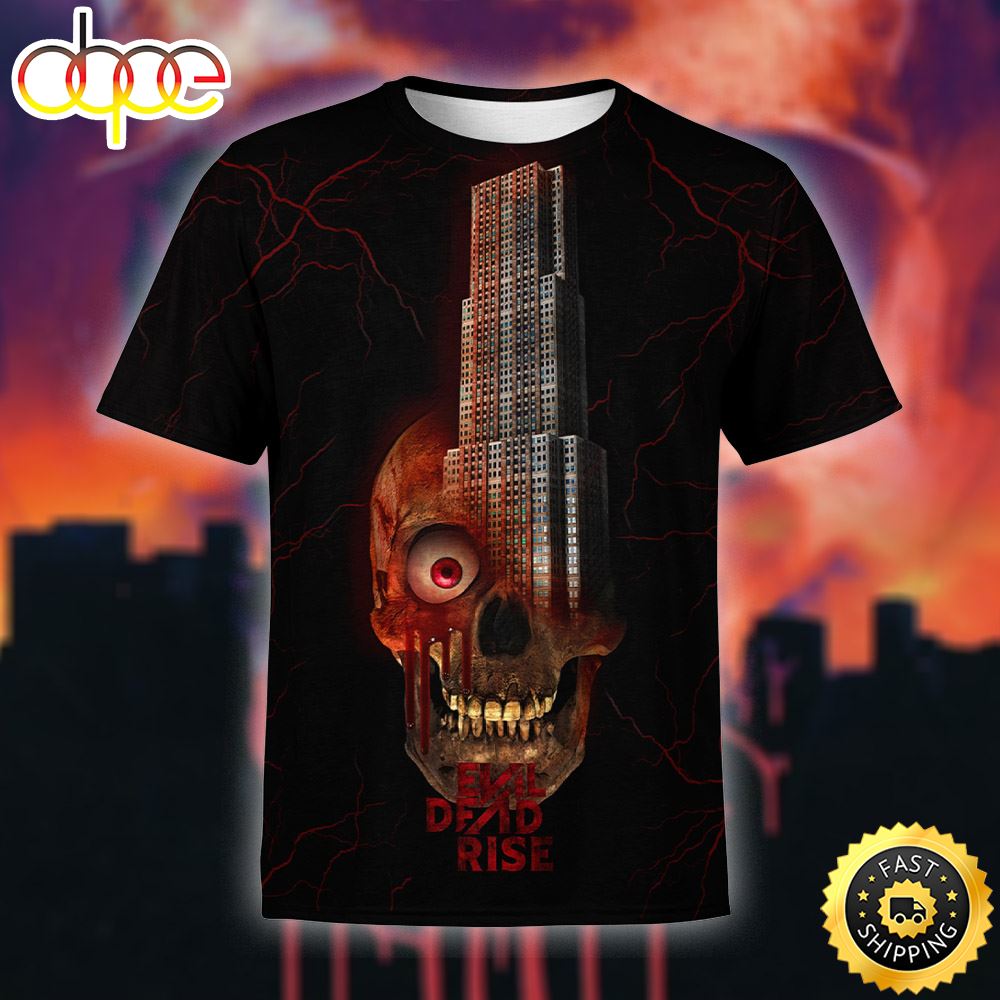Evil Dead Rise Skull Building 3d Shirt All Over Print Kajdkq