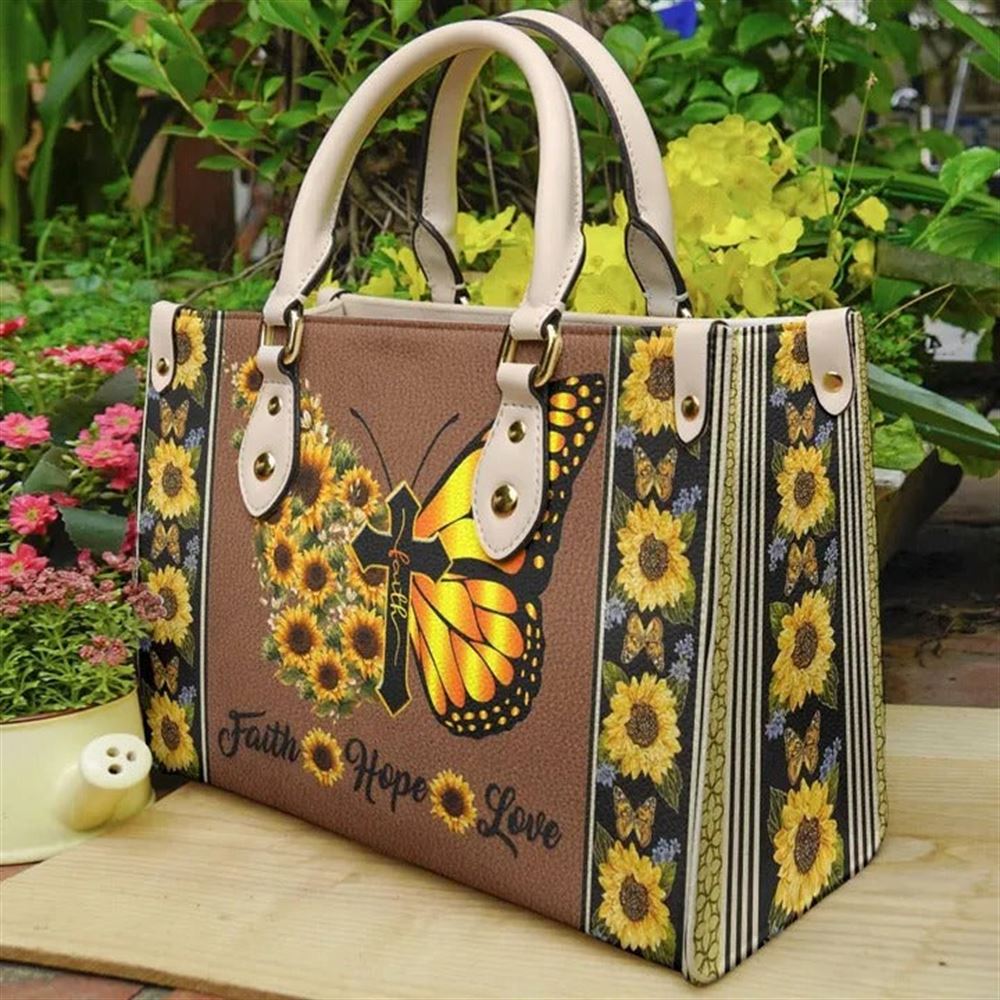 Faith With Sunflower Butterfly Leather Women Handbags Mother S Day Gifts For Mom 1 Fgdl1k