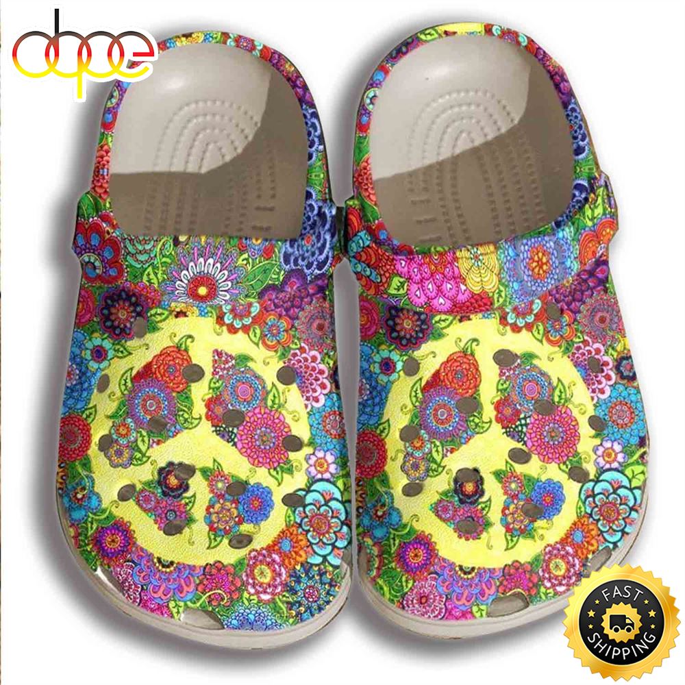 Floral Hippie Sign Clog Shoess Shoes Clogs For Women Hqs4fb