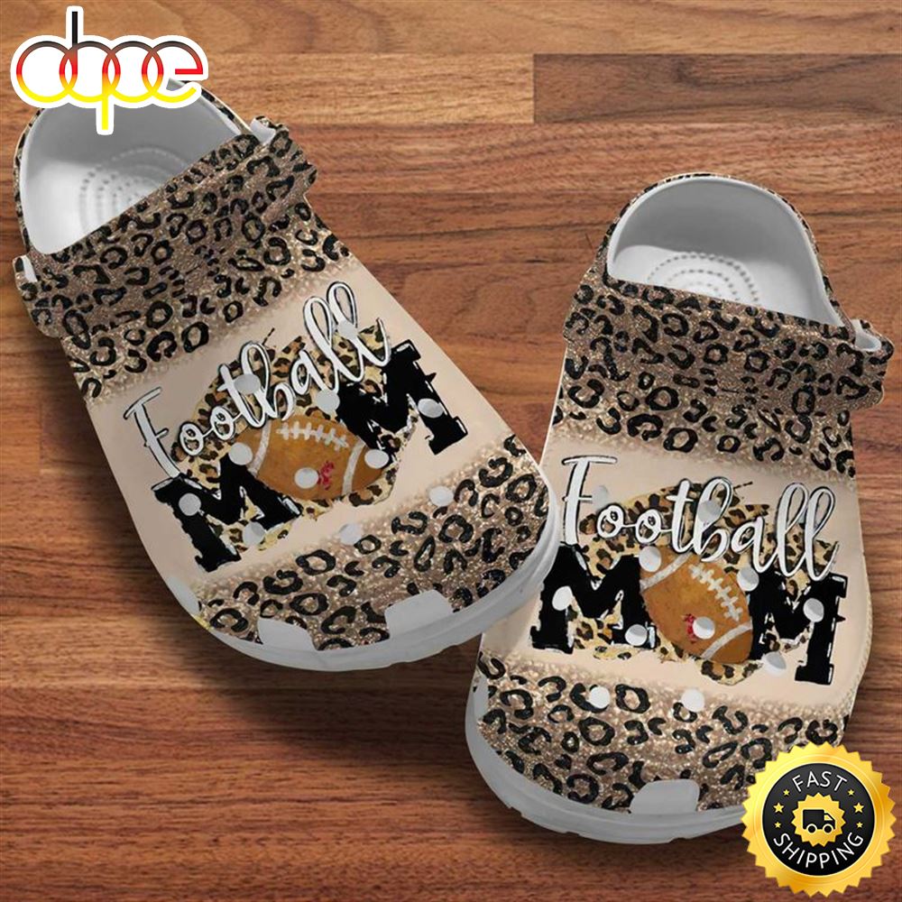 Football Mom Leopard Patterns American F00Tball Mother Crocs Clog Shoes Zynme2