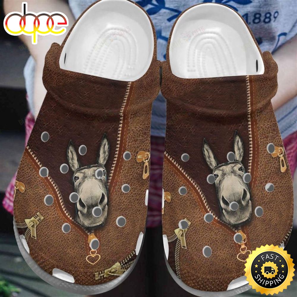 Funny Donkey Croc, Donkey In Zipper Classic Clog, Donkey Croc, Animal Clog, For Mother Crocs Clog Shoes