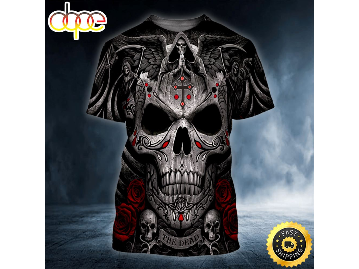 Grim Reaper Pray King Skull Horror Skull 3D Shirt All Over Print T Shirt