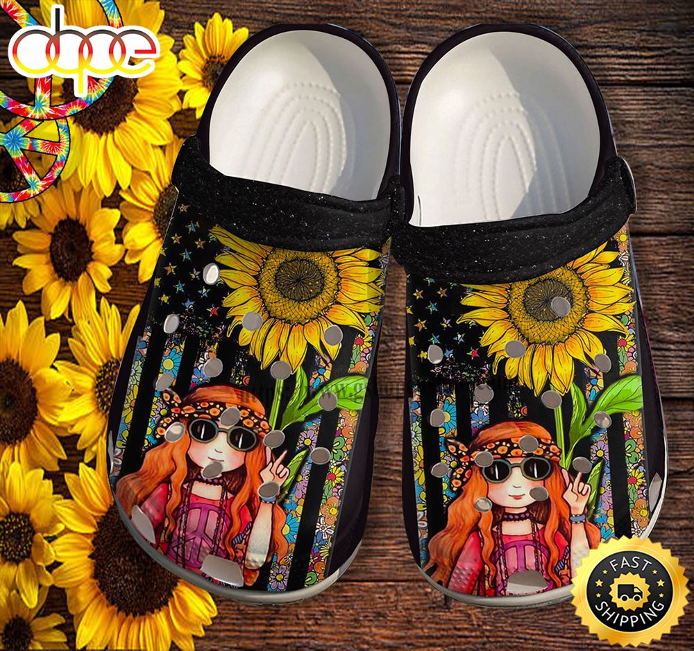 Hippie Daughter Gifts Sunflower Hippie Girl Clog Shoes Customize Qnr6ac