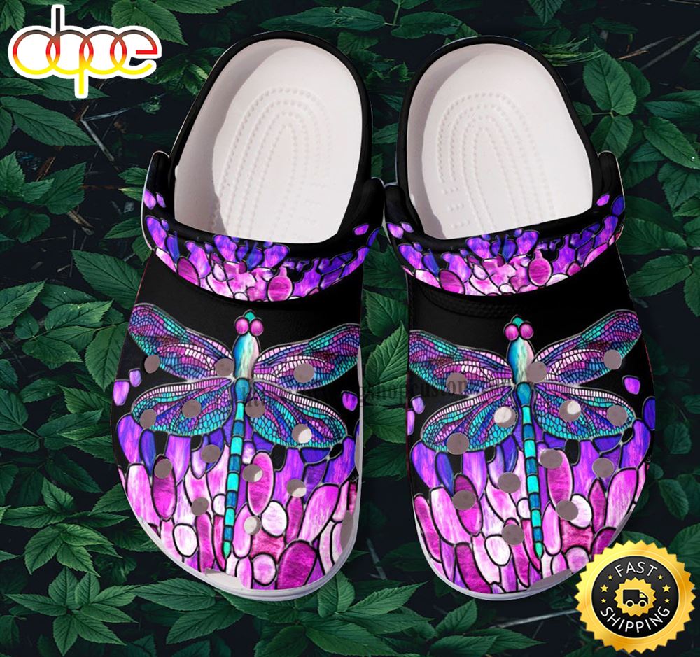 Hippie Dragonfly Purple Clog Shoes Lrfybz