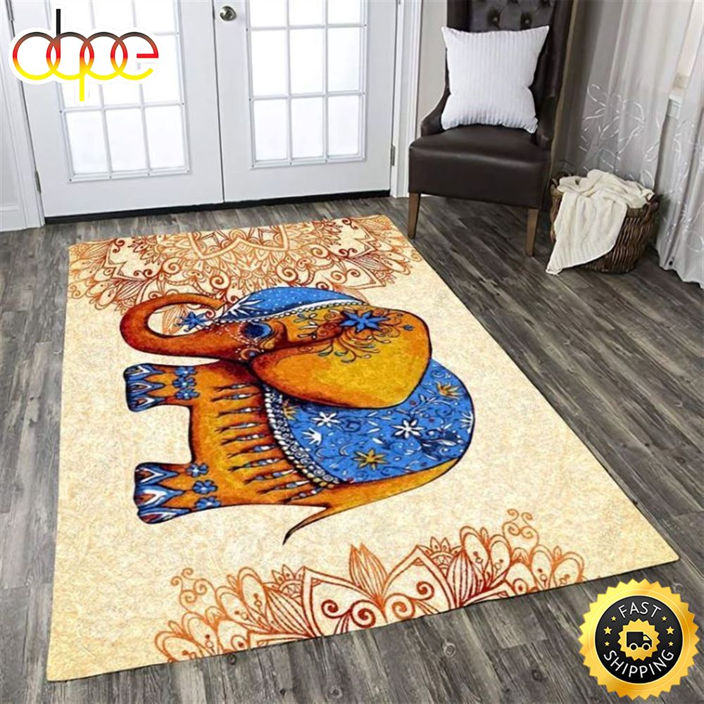 Hippie Elephant Rectangle Hippie Rug Carpet Whkhbj