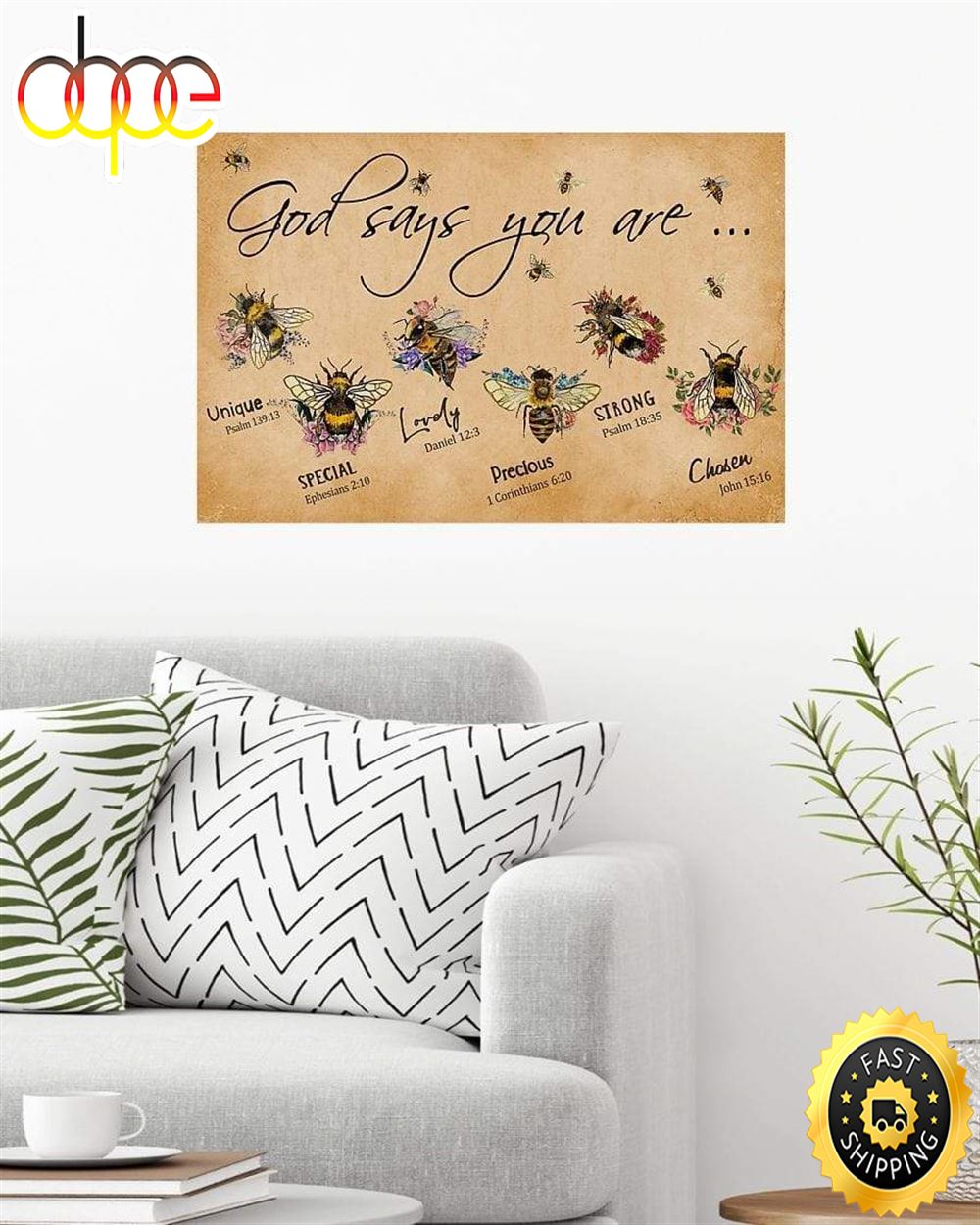 Hippie Flower Bees God Says You Are Hippie Poster Canvas Vusowh