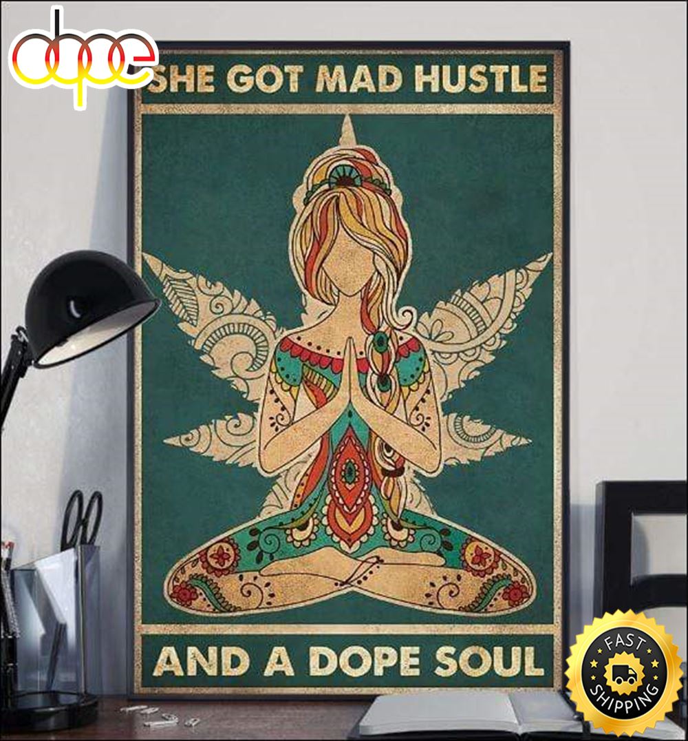 Hippie Girl Got Mad Hustle And Dope Soul Vintage Hippie Poster Canvas Tcpzo4