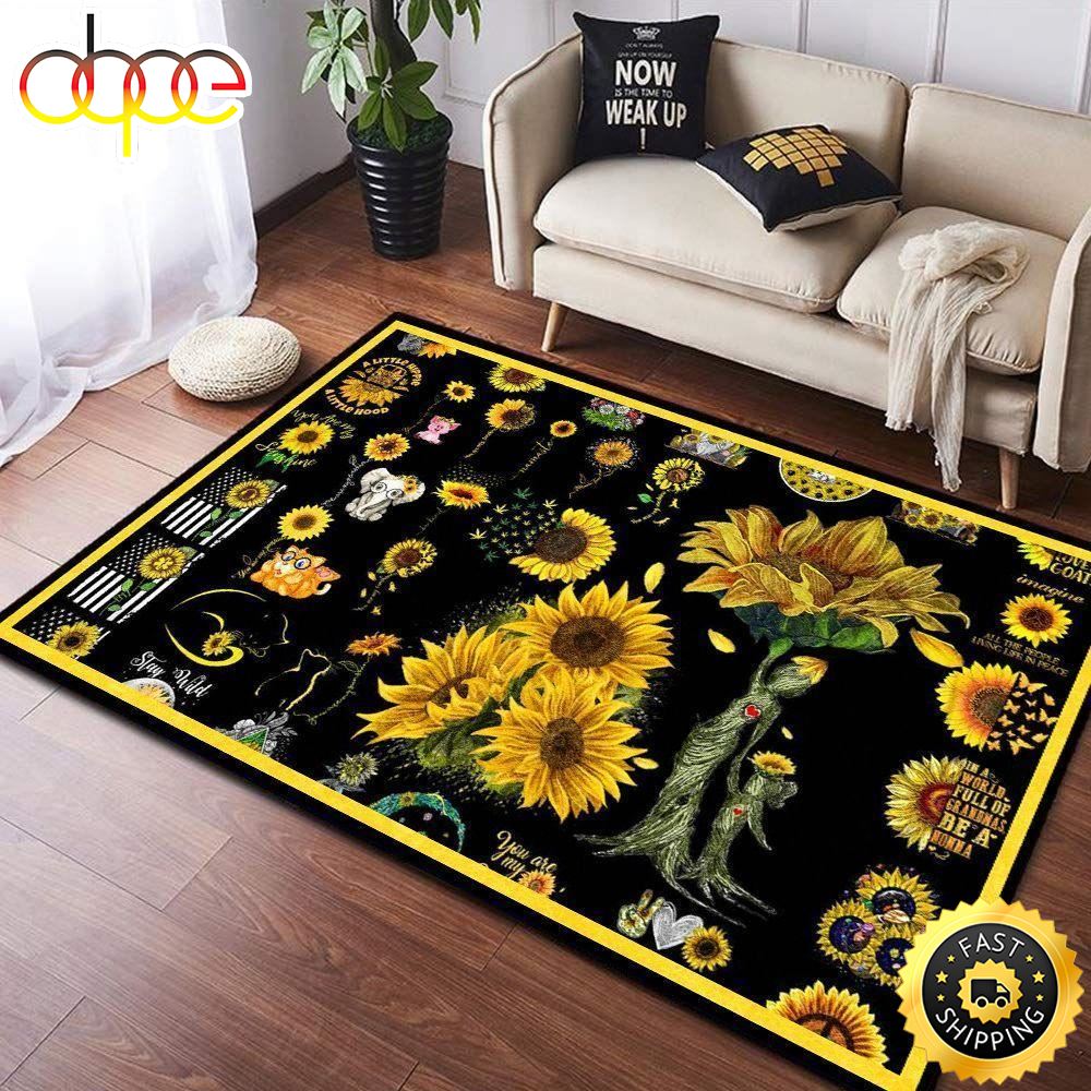 Hippie In A World Full Of Roses Be A Sunflower Rectangle Carpet Rug Usdsf4