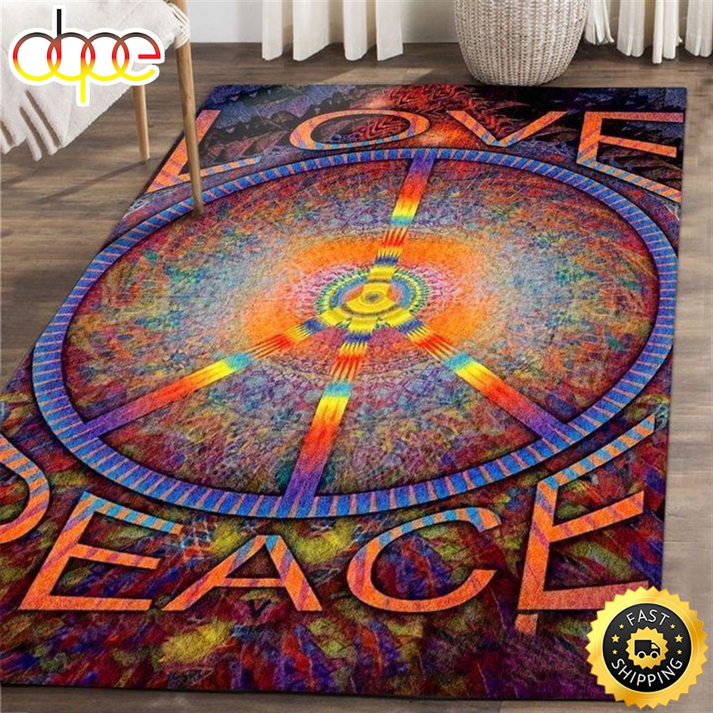 Hippie Love Peace Area Rectangle Carpet Rug Uutd0w