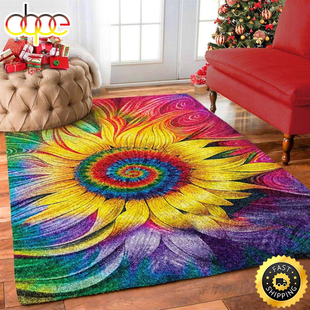 Hippie Sunflower Rectangle Carpet Rug Bczu5q