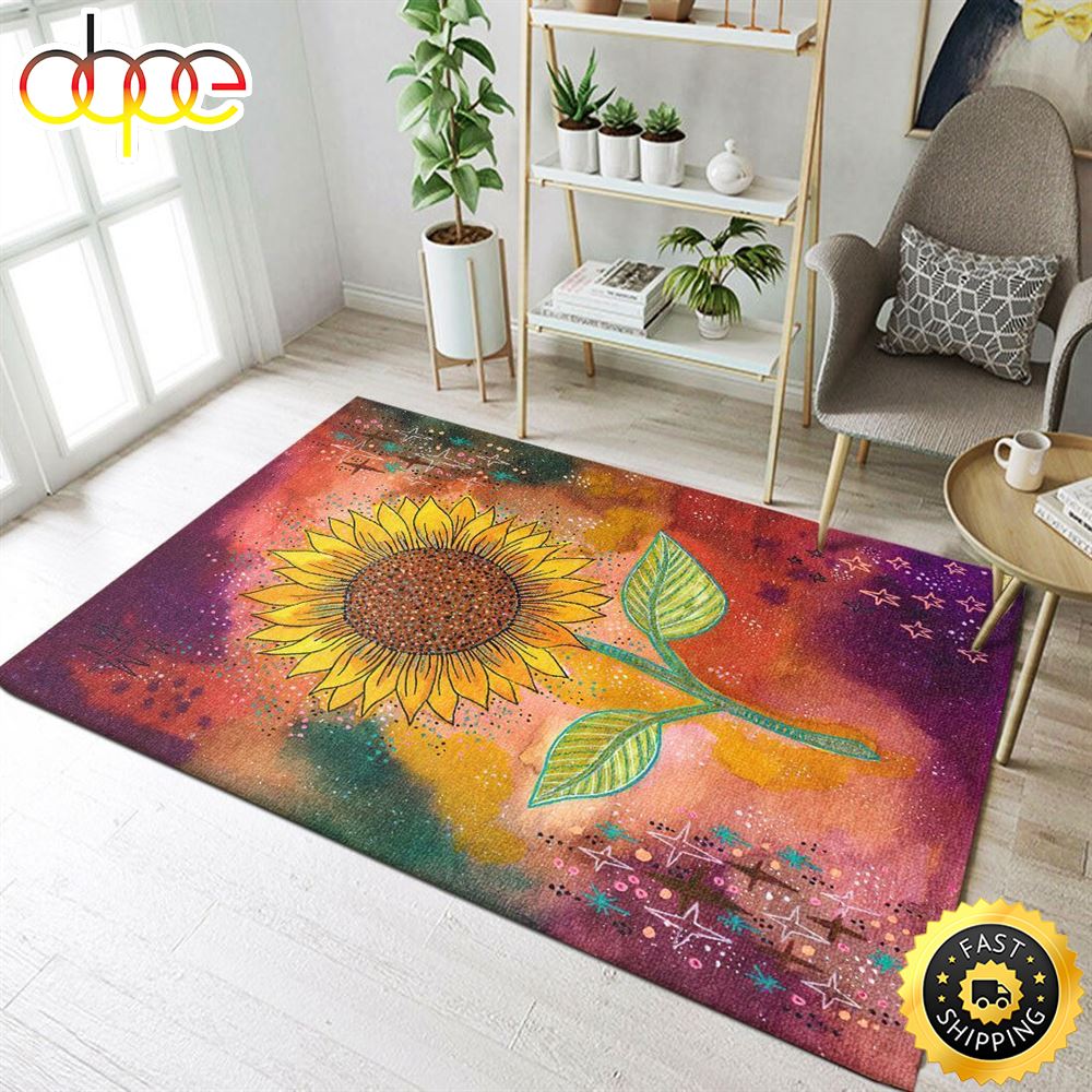 Hippie Sunflower Sparkling System Rectangle Carpet Rug Am79p9