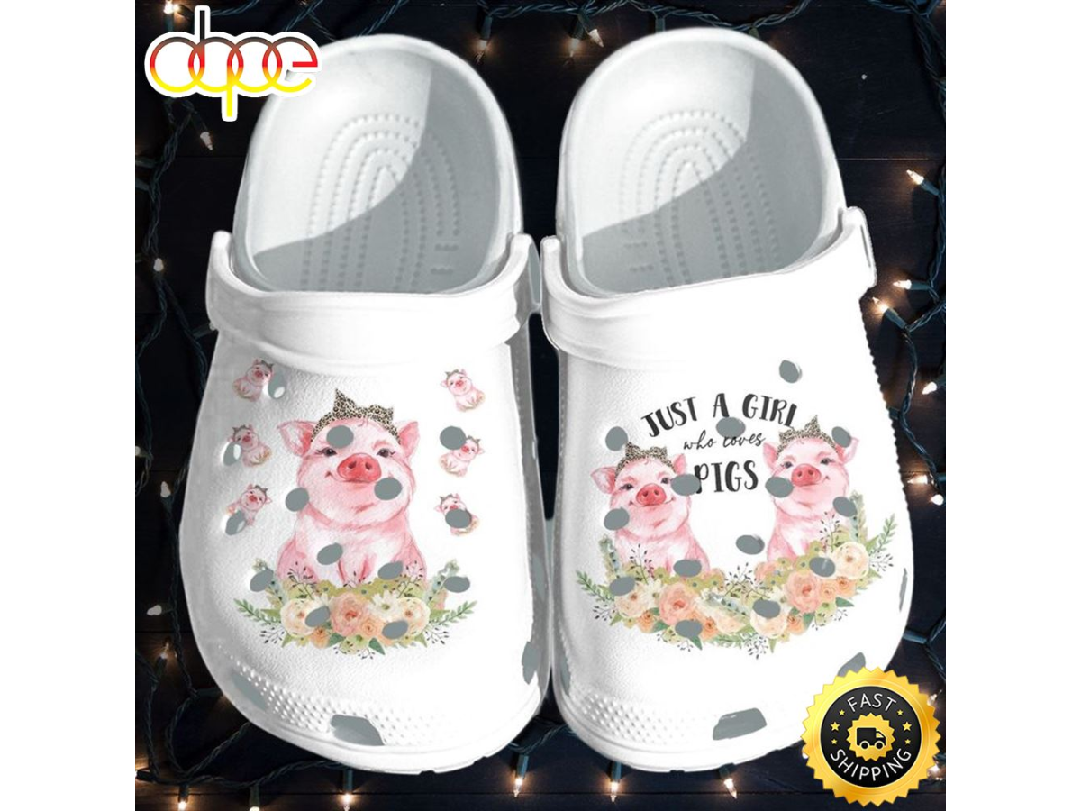 Just A Girl Loves Pig Flowers Mothers Day Birthday For Pig Lovers Crocs Clog Shoes