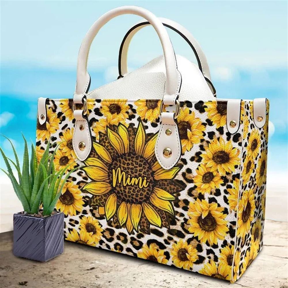 Leopard Sunflower Personalized Leather Bag Women S Pu Leather Bag Mom Gifts For Mothers Day 1 Dfqvnj