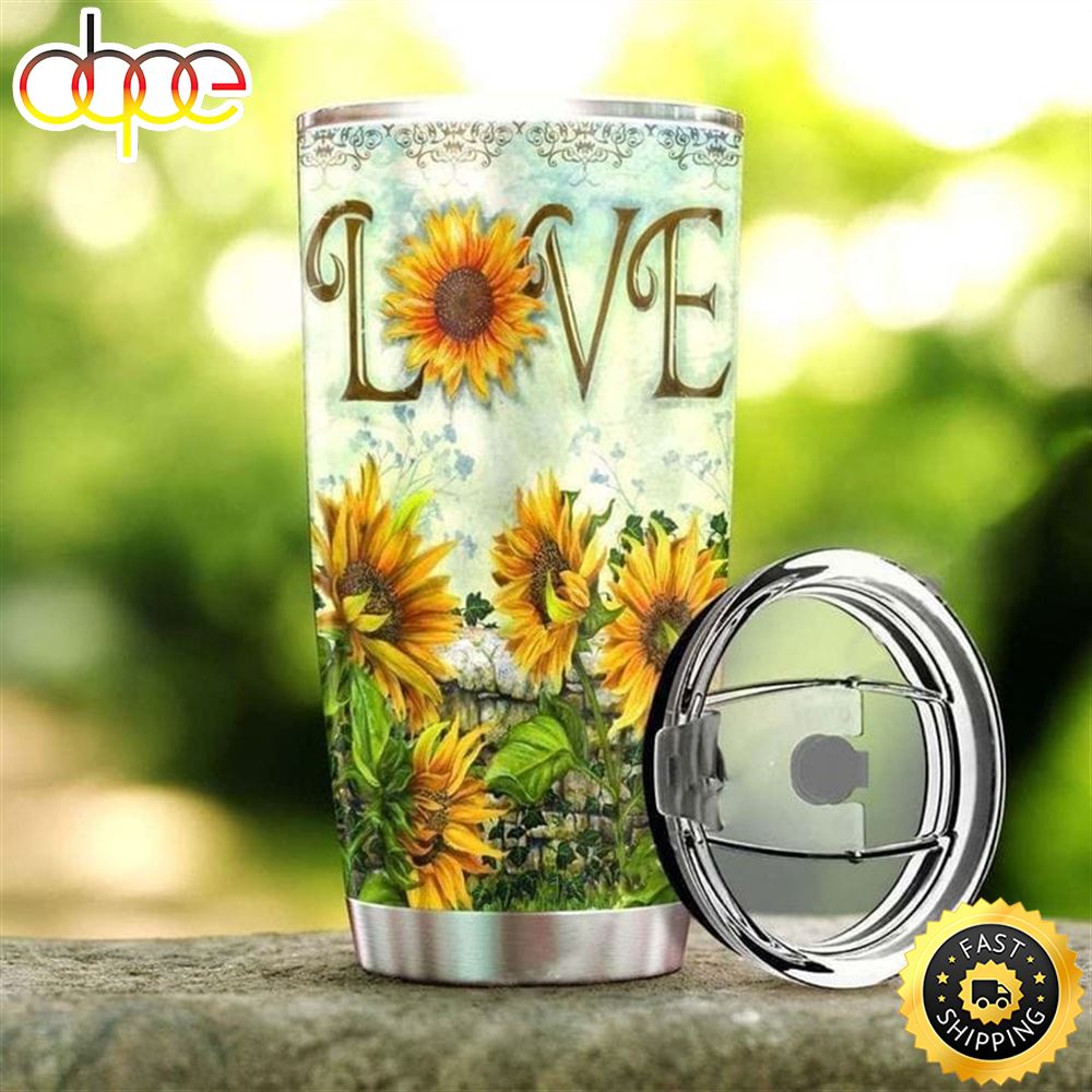 Love Sunflower Cute Hippie Stainless Steel Tumbler For Men And Women X5yyxb
