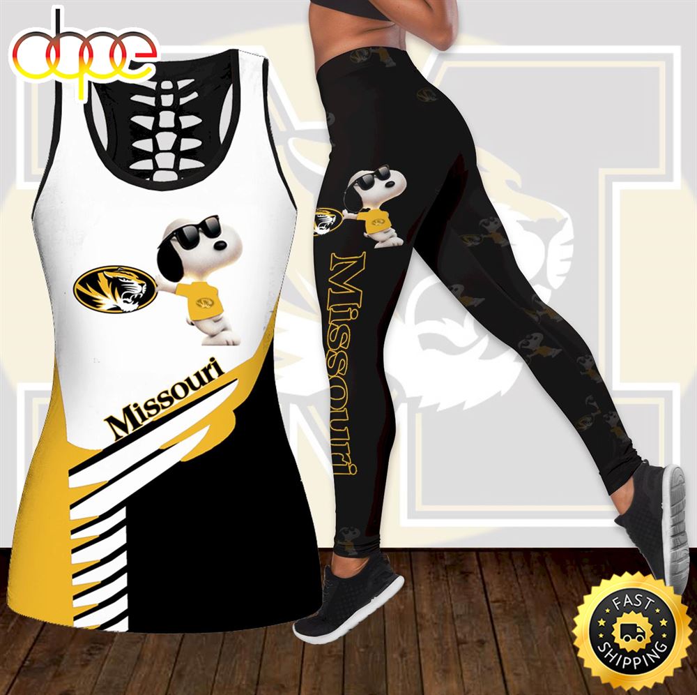 Missouri Tigers Snoopy Combo Hollow Tanktop Leggings Set Outfit Iwzqnq
