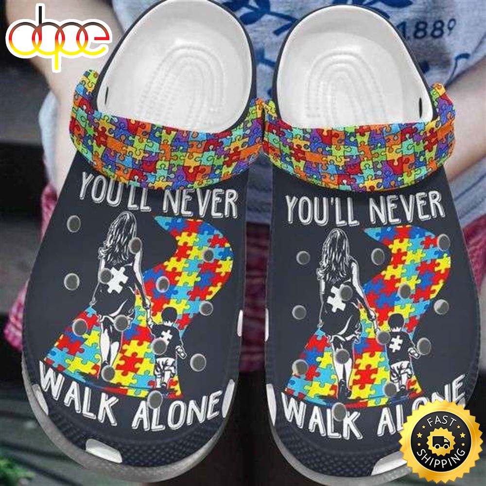 Mom And Son Youll Never Walk Alone Autism Puzzle Pieces Crocs Crocband Clog Shoes Hzobs7