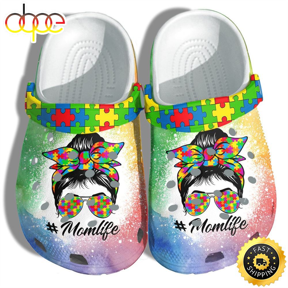 Mom Life With Puzzle Autism Awareness Clogs Crocs Shoes Gifts Jowgzb