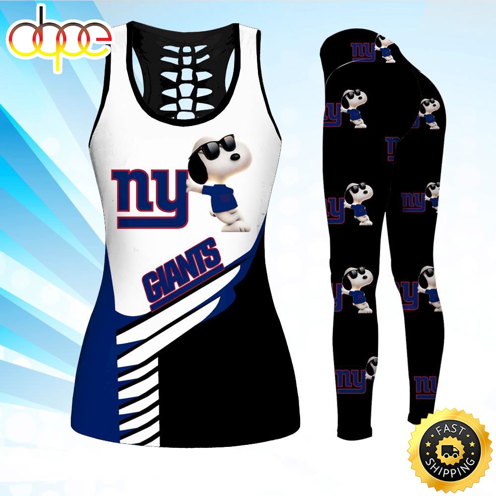 New York Giants Snoopy Combo Hollow Tanktop Leggings Set Outfit Tmohuo