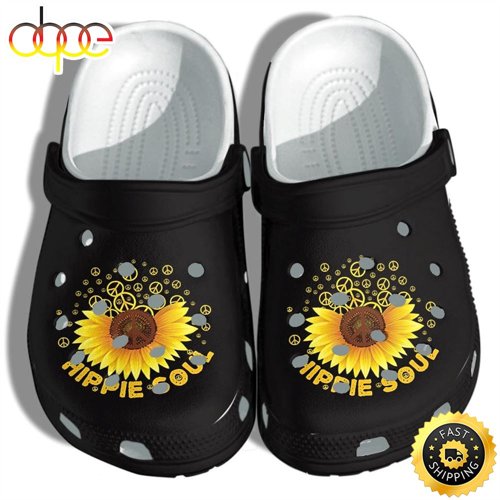 Peace Hippie Soul Sunflower Shoes Clog Shoess Clogs Gifts For Female